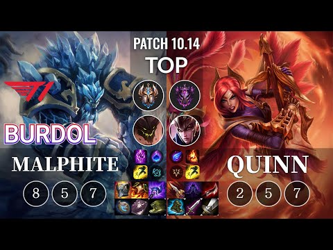 T1 Burdol Malphite vs Quinn Top - KR Patch 10.14