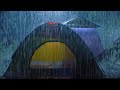 Fall Asleep Fast In MINUTES With Beautiful Heavy Rain On Tent Mighty Thunder In Forest Rain 4K