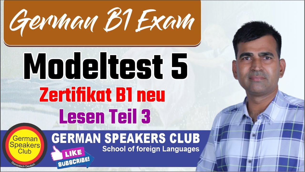 Zertifikat B1 Modellsatz | Modelltest-5 | Lesen  Teil-3 | German Reading Exam | Goethe Zertifikat
