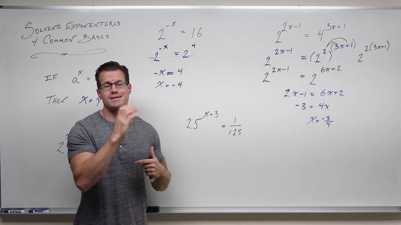 Solving Exponential Equations with Common Bases (Precalculus - College Algebra 54)