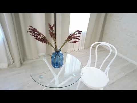 Стол на кухню PARNAVAZ (mod. 29) пластик/стекло, 60х60х70,5 прозрачный/белый арт.19697 в Брянске - видео 5