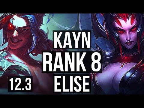 KAYN vs ELISE (JNG) | 9/1/4, Rank 8, Dominating | KR Challenger | 12.3