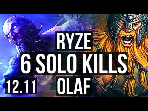 RYZE vs OLAF (TOP) | 6 solo kills, 500+ games, 1.1M mastery, 17/4/6 | KR Master | 12.11