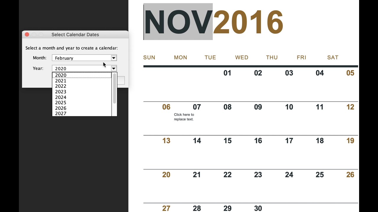 Word - Calendar Template Creating and Using