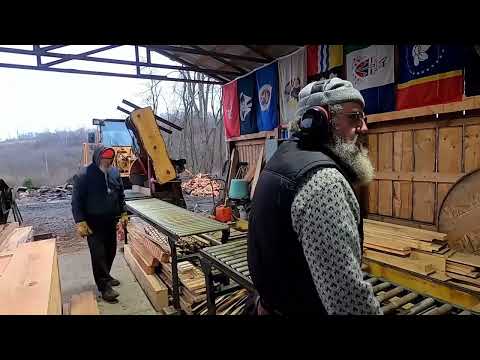 sawing the nicest cherry log on this mill ever # 364