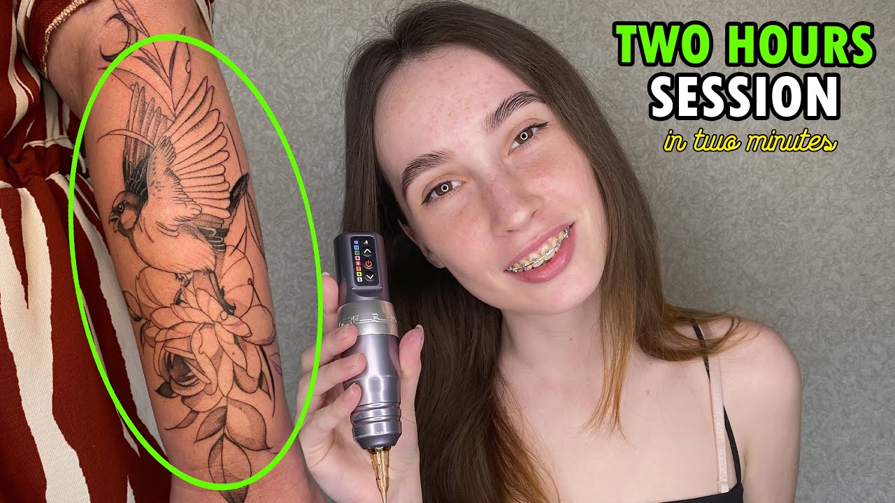 Flowers and Bird - Tattoo Timelapse