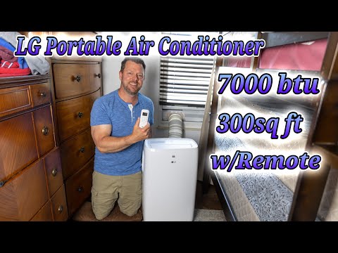 LG 5,100 BTU (DOE) / 9,000 BTU (ASHRAE) Portable Air Conditioner, Cools 150 Sq.Ft. (10' x 15' room size), Quiet Operation,LCD Remote, Window Installation Kit Included, 115V video review thumbnail