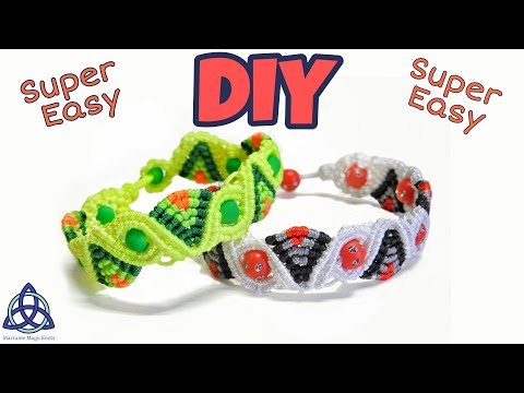 Macrame Bracelet with Beads Tutorial Easy Jewelry Making