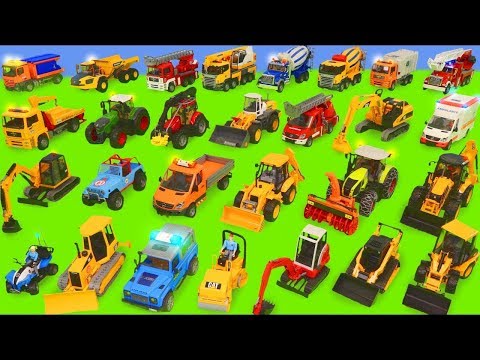 Tractor, Excavator, Garbage Trucks, Fire Truck & Police Cars Toy Vehicles for Kids