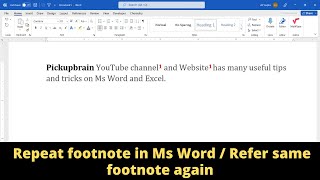 How to repeat footnote in Ms Word | Refer same footnote again in Ms Word