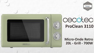Cecotec ProClean 3110 Retro Green Mechanical microwave with grill - 20 L & 700W - Unboxing