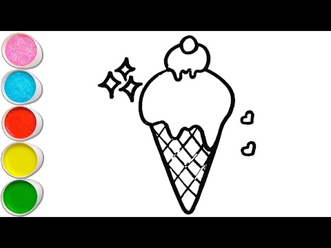 Let's Draw and Paint Ice Cream Easily Together | Painting, Coloring for Toddlers & Beginner
