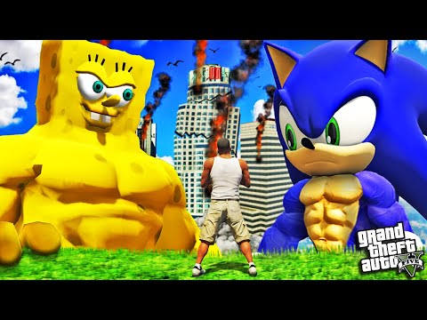 BUFF SPONGEBOB vs BUFF SONIC In GTA 5 (Insane)