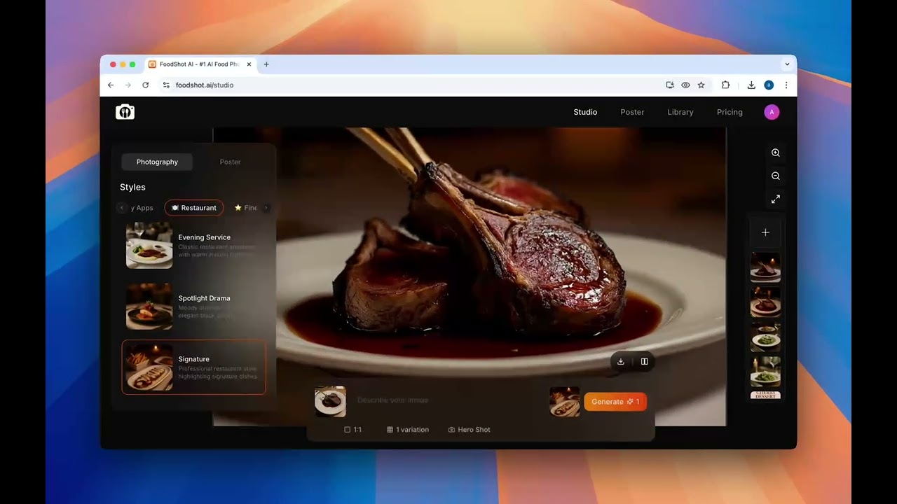 FoodShot AI Web Studio Demo