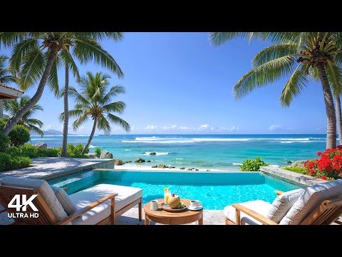 Tropical Morning Jazz on Summer Beach Ambience ~ Sweet Bossa Nova Guitar & Ocean Sounds for Relaxing