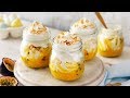 Passion fruit Curd Recipe with Coconut Meringue served in Jars