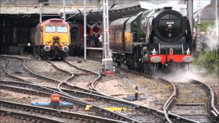 preview picture of video '46233 Duchess of Sutherland in Crewe with the 1Z22 to Holyhead on the 19.05.12 and 47804 47826'