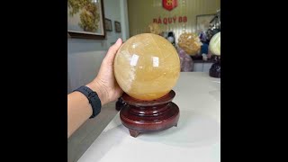 Quả Cầu Phong Thủy Đá Ngọc Hoàng long Tự Nhiên Vàng Ngọc 16.8cm
