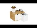 Organiseur de bureau 2 tiroirs Marron - Blanc - Bambou - Bois manufacturé - 25 x 15 x 20 cm