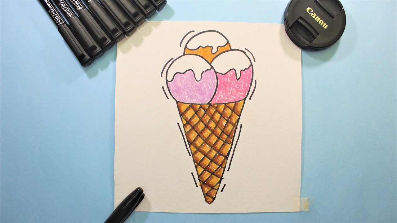 Three Layer Corn Ice Cream Drawing - Draw for Kids | Sunday Art Class (Food Series)