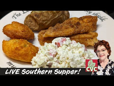 Fried Flounder Coleslaw Hush Puppies full live Southern Supper
