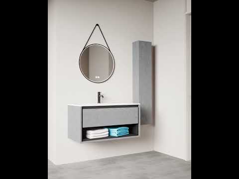 kielle Meara - Dulap cu lavoar 60 cm, beton/negru mat 50026S605