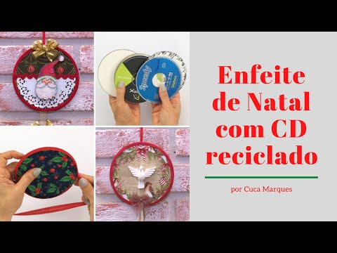 Enfeite de Natal com CD reciclado - por Cuca Marques