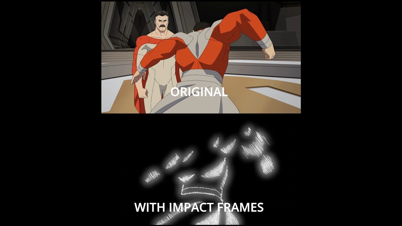 I've add impact frames on Thragg punching Omni-man