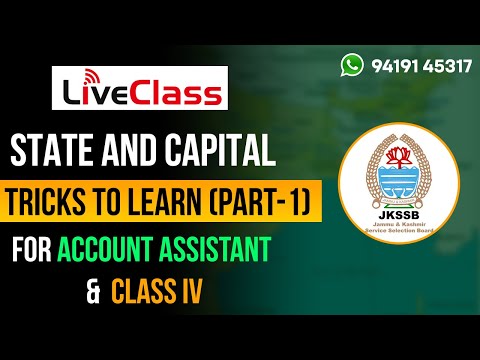 STATE AND CAPITAL SHORTCUT TRICKS |JKSSB ACCOUNT ASSISTANT CLASS IV EASY WAY | LIVE CLASS 9419145317
