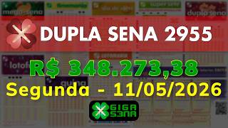 Resultado da Dupla Sena 2955, Segunda-feira, 11/05/2026