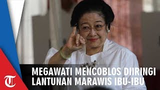 Megawati Mencoblos Diiringi Lantunan Marawis Ibu-ibu