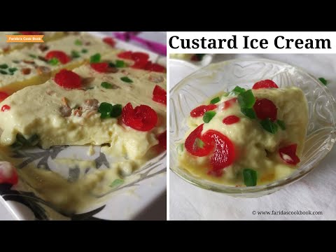 custard ice cream | how to make custard powder ice cream recipe-no condensed milk-no whipped cream