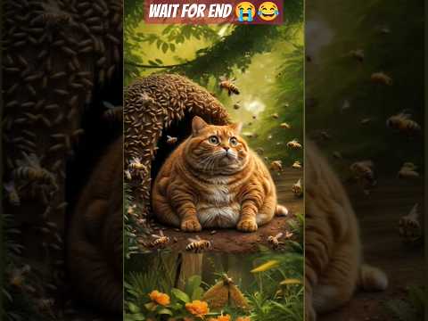 the cat Attacked by the bees 😭😻,#cats ,#shorts