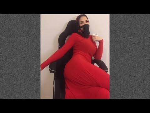 WANITA JILBAB GAUN MERAH GOYANG BOKONG SEMOK 🟡 REACTION INDONESIA #cantik #cewek #hidup #bigo