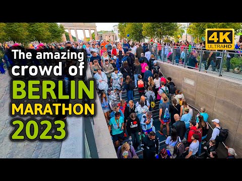 4K Berlin walking virtual tour during Berlin Marathon 2023, Germany