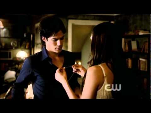 Damon & Elena 3x01 Necklace scene Vampire Diaries
