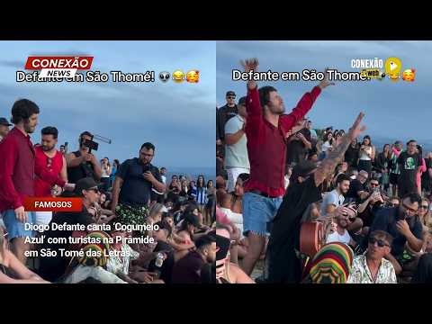 Vídeo: Diogo Defante canta ‘Cogumelo Azul’ com turistas na Pirâmide em São Tomé das Letras.