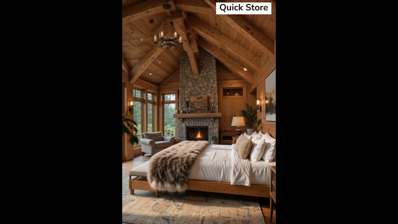 Cozy Cabin Bedroom Decor Ideas 🛏️ | Rustic Inspiration 🌲🔥 #shorts
