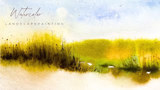 Easy landscape painting . For Beginners . Watercolor painting