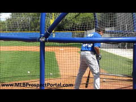 Blue Jays 3B Matt Dean taking batting practice   minor league spring training 2012