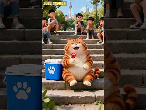 Cat JUJU 🐾 buy a Big Ice Cream 🧊 JUJU Make Tiny Ones and share 💗 JUJU's Friends are happy 😍🥰🥹