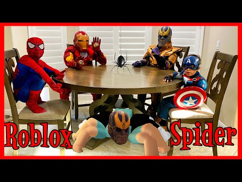 Pretend Play Roblox Spider game as Superheroes | Deion's Playtime Skits