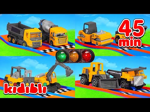 Najszybszy Wyścig Zabawek 🚗 Samochody, Ciężarówki & Koparki Pojazdy Budowlane dla Dzieci | Kidibli
