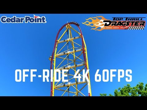 Top Thrill Dragster Off-Ride 4K 60FPS - Cedar Point (Featuring a Rollback!)