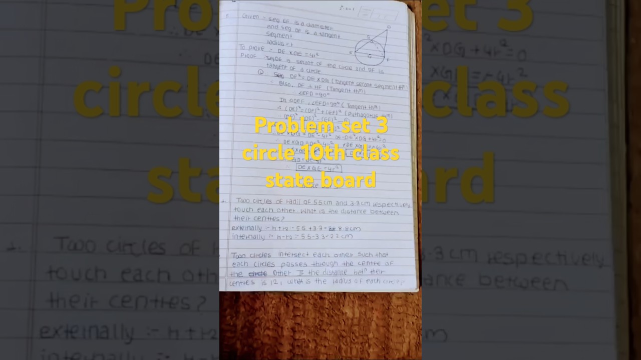 Problem set 3 circle 10th class state board #study