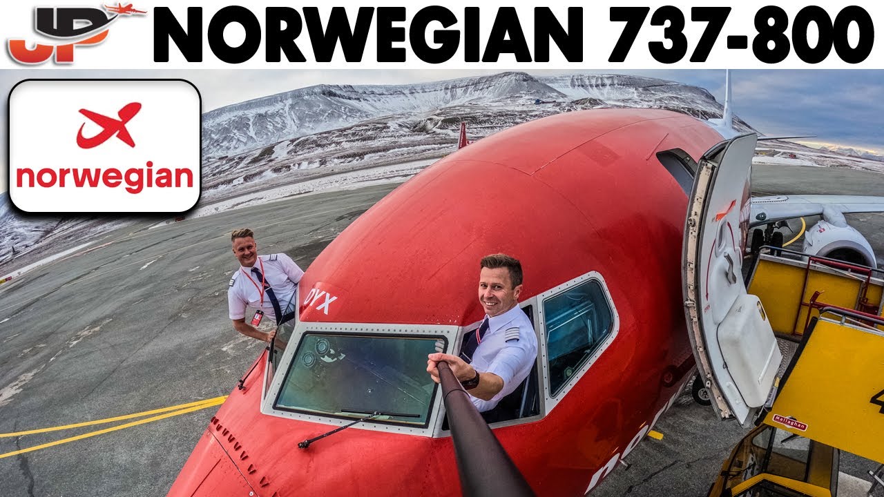 Arctic Takeoff from Svalbard in Norwegian 737-800 Cockpit