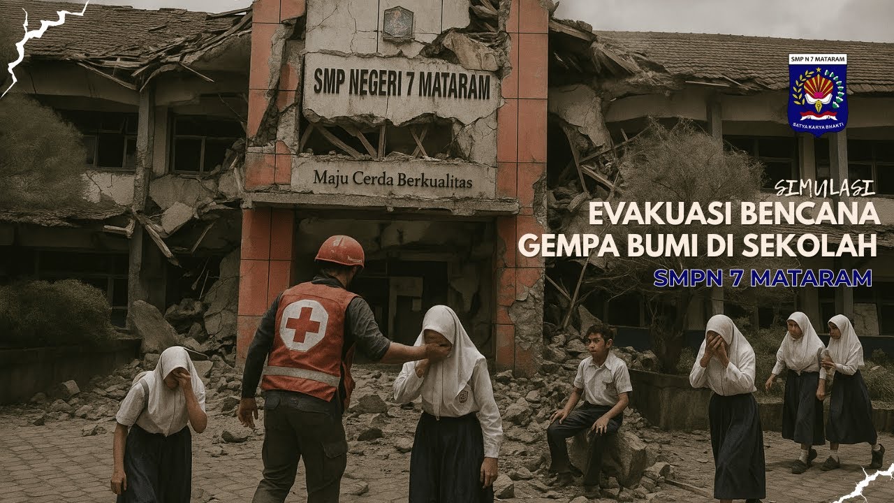 Simulasi Evakuasi Bencana Gempa Bumi di sekolah SMPN 7 Mataram || Hari Kesiagapan Bencana Nasional