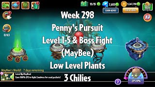 PvZ2 Penny's Pursuit Week 298 (MayBee) - Level 1-5 & Boss Fight - 3 Chilies