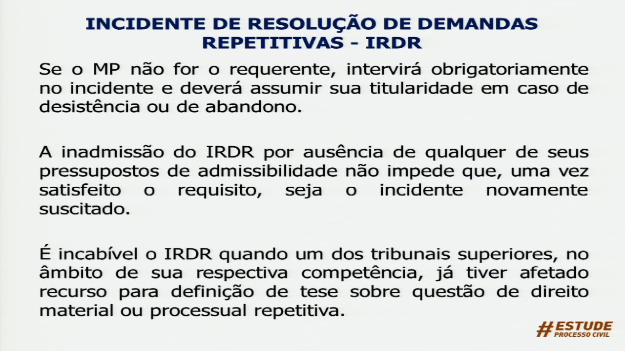 Aula 83 – Incidente de Resolução de Demandas Repetitivas   IRDR