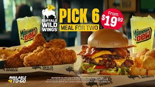 Buffalo Wild Wings B-Dubs Pick 6 meal for 2 starting at $19.99!